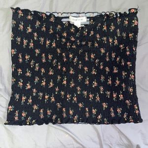 Black crop top with roses